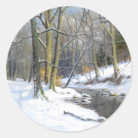 Bergwelt im Winter, Runder Aufkleber (Vorderseite)