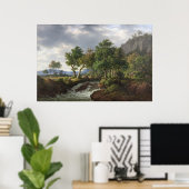 Bergwelt Landschaft Vintage Kunst, Dichtung und Mu Poster (Heimbüro)