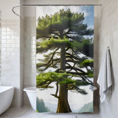 Bergwelt Pine Tree Landschaftliche Dekoration Duschvorhang