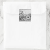 Bergwelt Quadratischer Aufkleber (Tasche)
