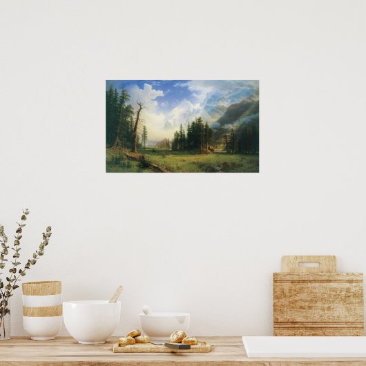 Bergwelt von Albert Bierstadt Poster (Küche)