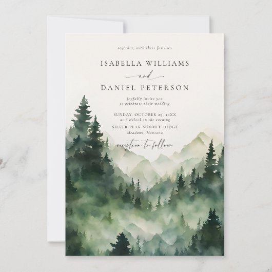 Bergwelt Wald Rustikale Hochzeit im Freien Einladung (Vorderseite)