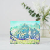 Bergwelt Wasserfarbe Postkarte (Stehend Vorderseite)