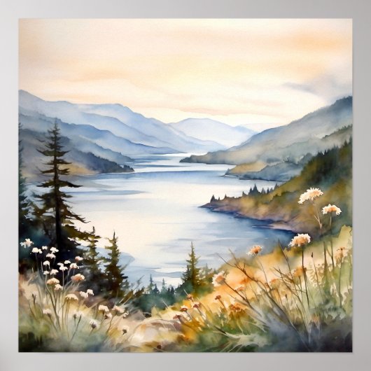 Bergwelt Wasserfarbenen Malerei Kunst, Dichtung un Poster (Vorne)