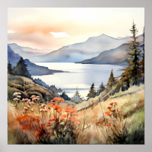 Bergwelt Wasserfarbenen Malerei Kunst, Dichtung un Poster
