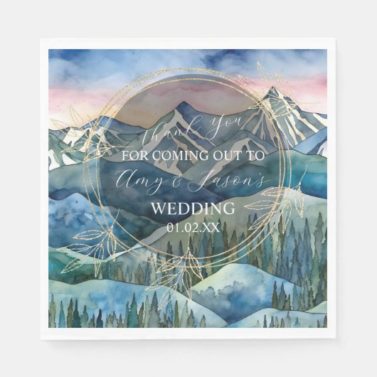 Bergwelt Wasserfarbenwelt Zielort Hochzeit B Serviette (Vorderseite)