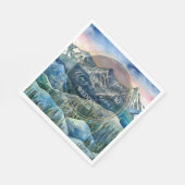 Bergwelt Wasserfarbenwelt Zielort Hochzeit B Serviette (Ecke)
