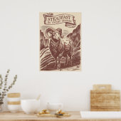 Bergwidder Standhafte Natur Holzschnitt-Design Poster (Küche)