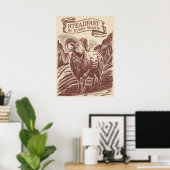 Bergwidder Standhafte Natur Holzschnitt-Design Poster (Heimbüro)