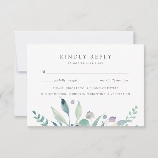 Bergwiese | Botanische Wahl der Wasserfarbe RSVP Karte (Vorderseite)