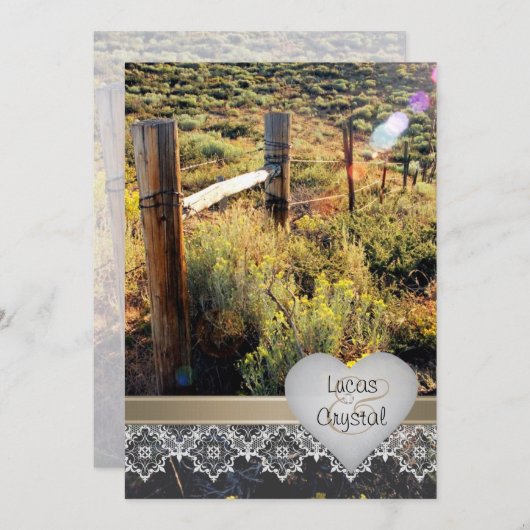 Bergwiese Rustikale Hochzeitseinladung Einladung (Vorne/Hinten)