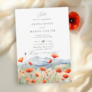 Bergwiese Sommer Mohn Romantische Hochzeit Einladung