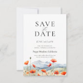 Bergwiese Sommer Mohn Romantische Hochzeit Save The Date (Vorderseite)