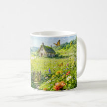Bergwiesenhaus mit Blumen, Tor und Aber
