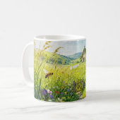 Bergwiesenhaus mit Blumen, Tor und Aber Kaffeetasse (Vorderseite Links)
