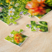 Bergwiesenhaus mit Blumen, Tor und Aber Puzzle (Seite)
