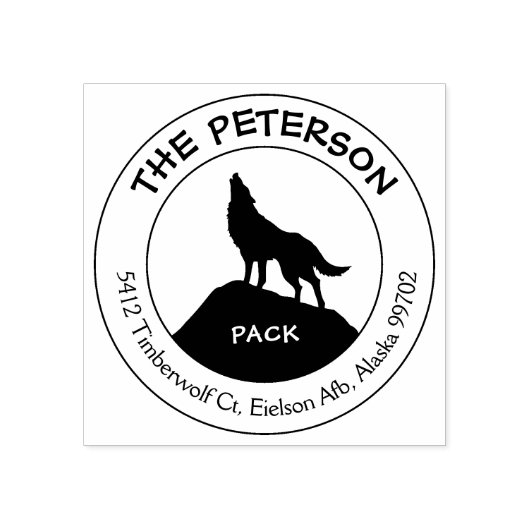 Bergwolf-Pack, Tierische Rücksendeadresse Gummistempel (Prägung)