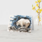 Bergziege geklappte Grußkarte Winterschnee Karte (Gelbe Blume)