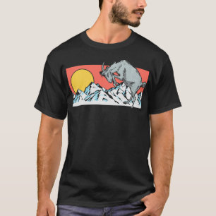 Bergziege Vintage Outr Natur Wandern Minimalis T-Shirt