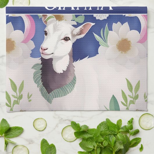 Bergziege Wasserfarbenes Muster Geschirrtuch (Gefaltet)