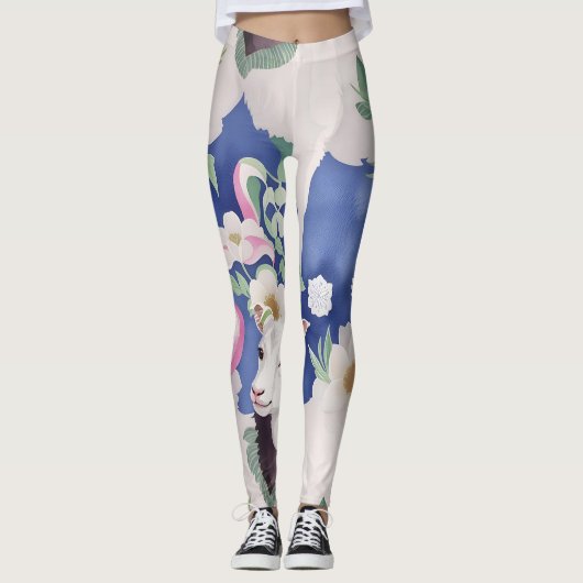 Bergziege Wasserfarbenes Muster Leggings (Vorderseite)