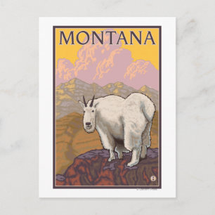 BergziegeMontanaVintage Reiseplakat Postkarte