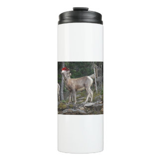 Bergziegen mit Weihnachtsmannmützen Thermosbecher