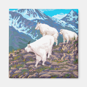Bergziegen-Szene - Westgelbstein, MT Magnet