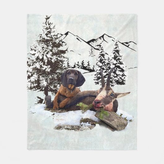 Bergziegenjagd Fleecedecke (Vorderseite)