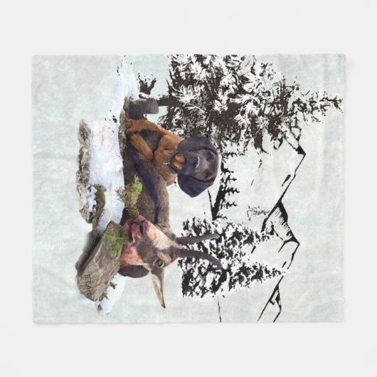 Bergziegenjagd Fleecedecke (Vorderseite (Horizontal))