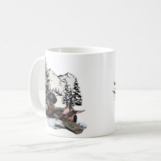 Bergziegenjagd Kaffeetasse (Vorderseite Links)