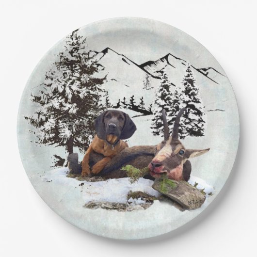 Bergziegenjagd Pappteller (Vorderseite)