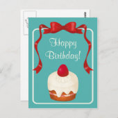 Beribboned Erdbeerkuchen-Postkarte Postkarte (Vorne/Hinten)