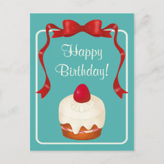 Beribboned Erdbeerkuchen-Postkarte Postkarte