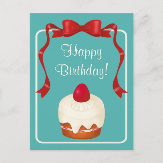 Beribboned Erdbeerkuchen-Postkarte Postkarte (Vorderseite)