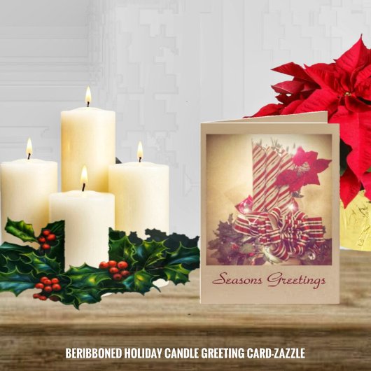 Beribboned Holiday Candle Feiertagskarte
