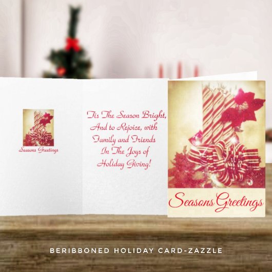 Beribboned Holiday Candle Karte