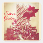 Beribboned Holiday Candle Quadratischer Aufkleber (Vorderseite)