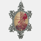 Beribboned Holiday Candle Schneeflocken Zinn-Ornament (Links)