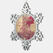 Beribboned Holiday Candle Schneeflocken Zinn-Ornament (Rechts)