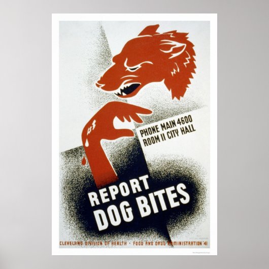 Bericht Dog Bites 1941 WPA Poster (Vorne)