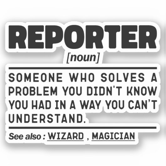 Bericht Noun Berichterstattung Pressemitteilung Co Aufkleber (Vorderseite)