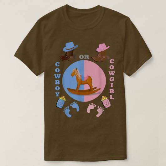 Bericht über Babydusche Cowboy oder Cowgirl Gender T-Shirt (Design vorne)