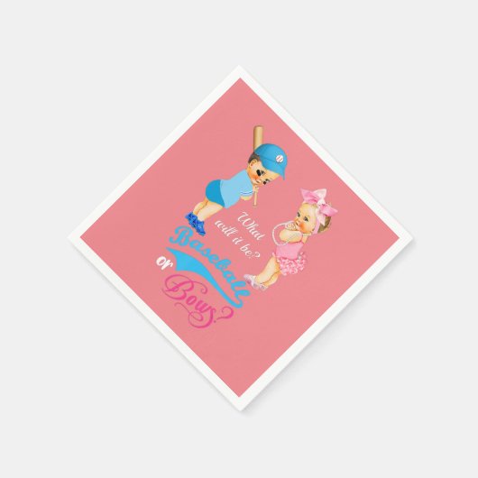 Bericht über Baseball oder Bows Pink Blue Gender Serviette (Ecke)