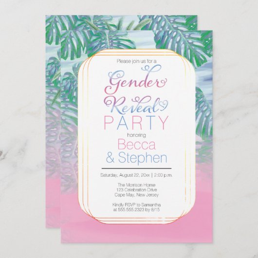 Bericht über Boho Chic Tropical Beach Watercolor Einladung (Vorne/Hinten)