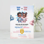 Bericht über Boxgeschlecht bei Jungen oder Mädchen Einladung (Stehend Vorderseite)