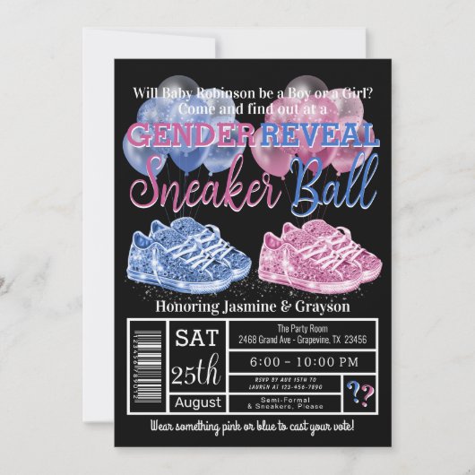 Bericht über das Geschlecht der Babyneakers Sneake Einladung (Vorderseite)