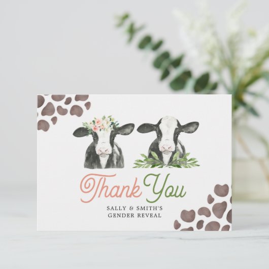 Bericht über das Geschlecht der Kühe Dankeskarte (Stehend Vorderseite)