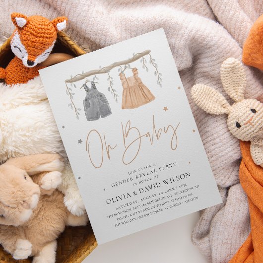 Bericht über das Geschlecht von Babykleidern mit W Einladung