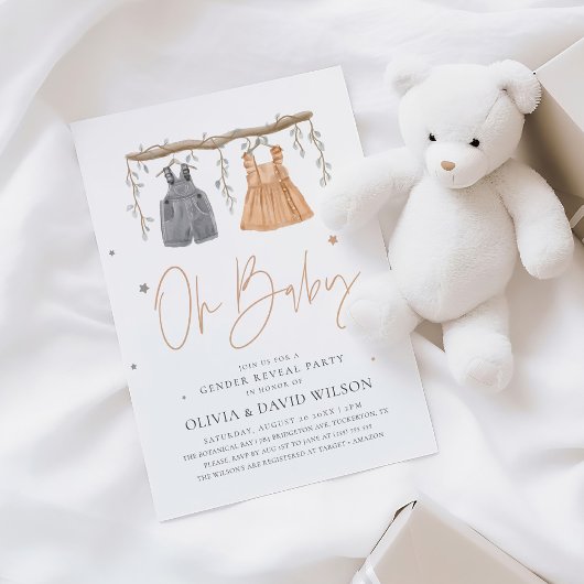 Bericht über das Geschlecht von Babykleidern mit W Einladung